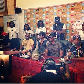 Peter and Paul Okoye at press conference in Cameroon