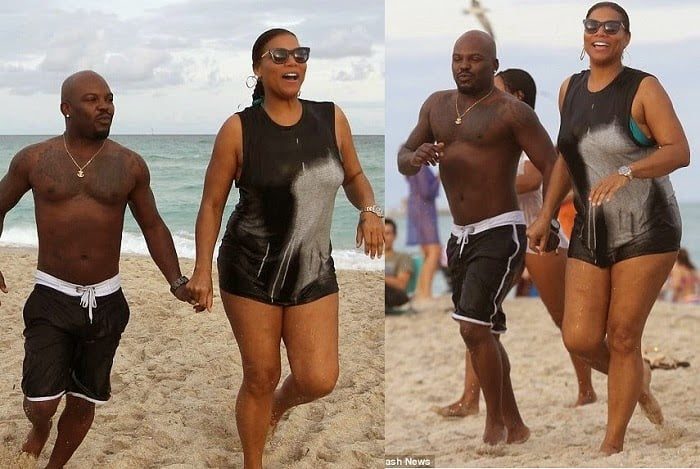 Queen Latifah spotted holding hands with a guy at the beach